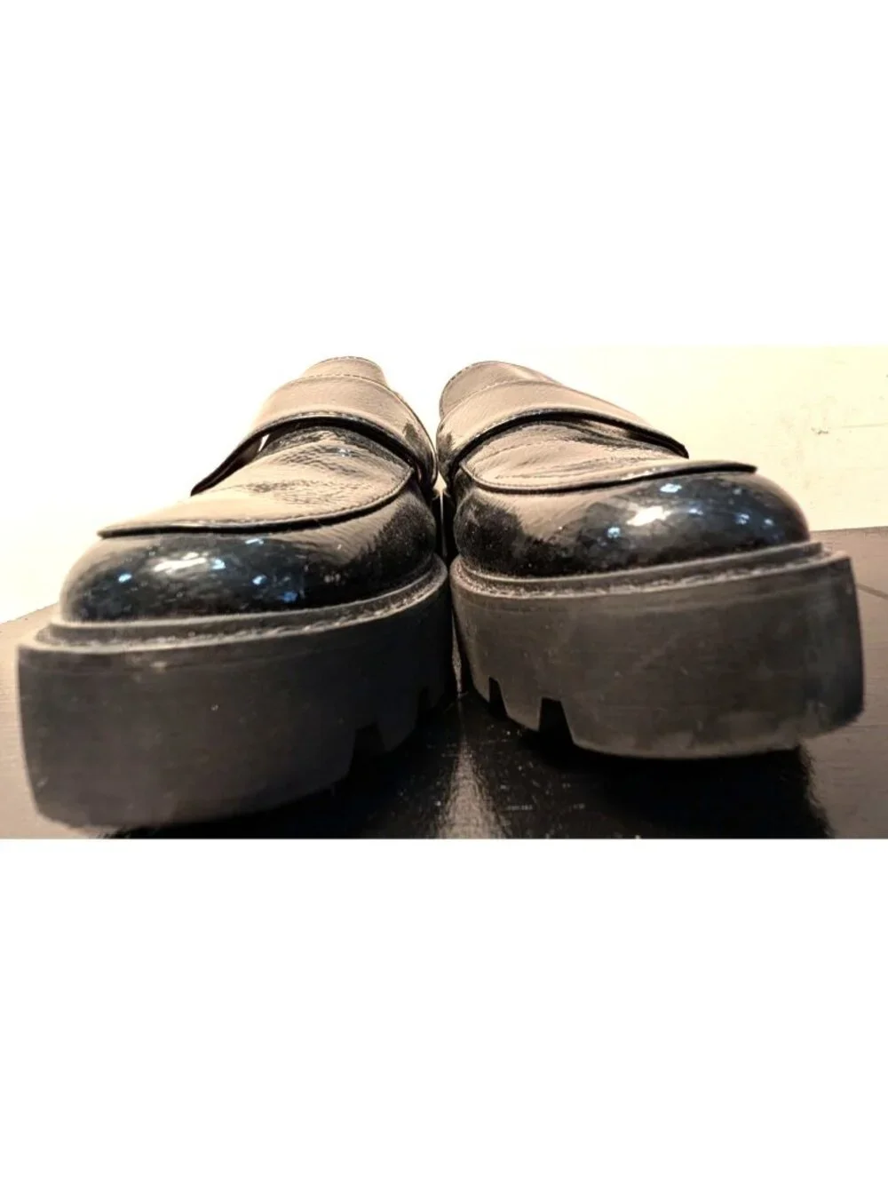 Franco Sarto Black Patent Loafers, Women Size 8